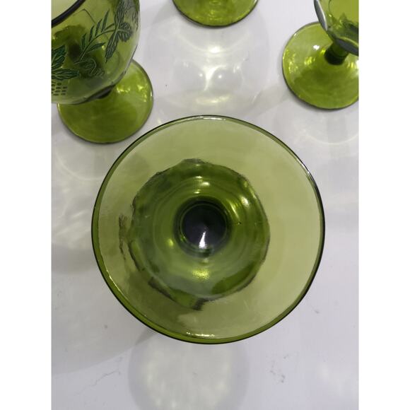Bartlett Collins Vintage  green goblets Grapevine pattern - Picture 5 of 7